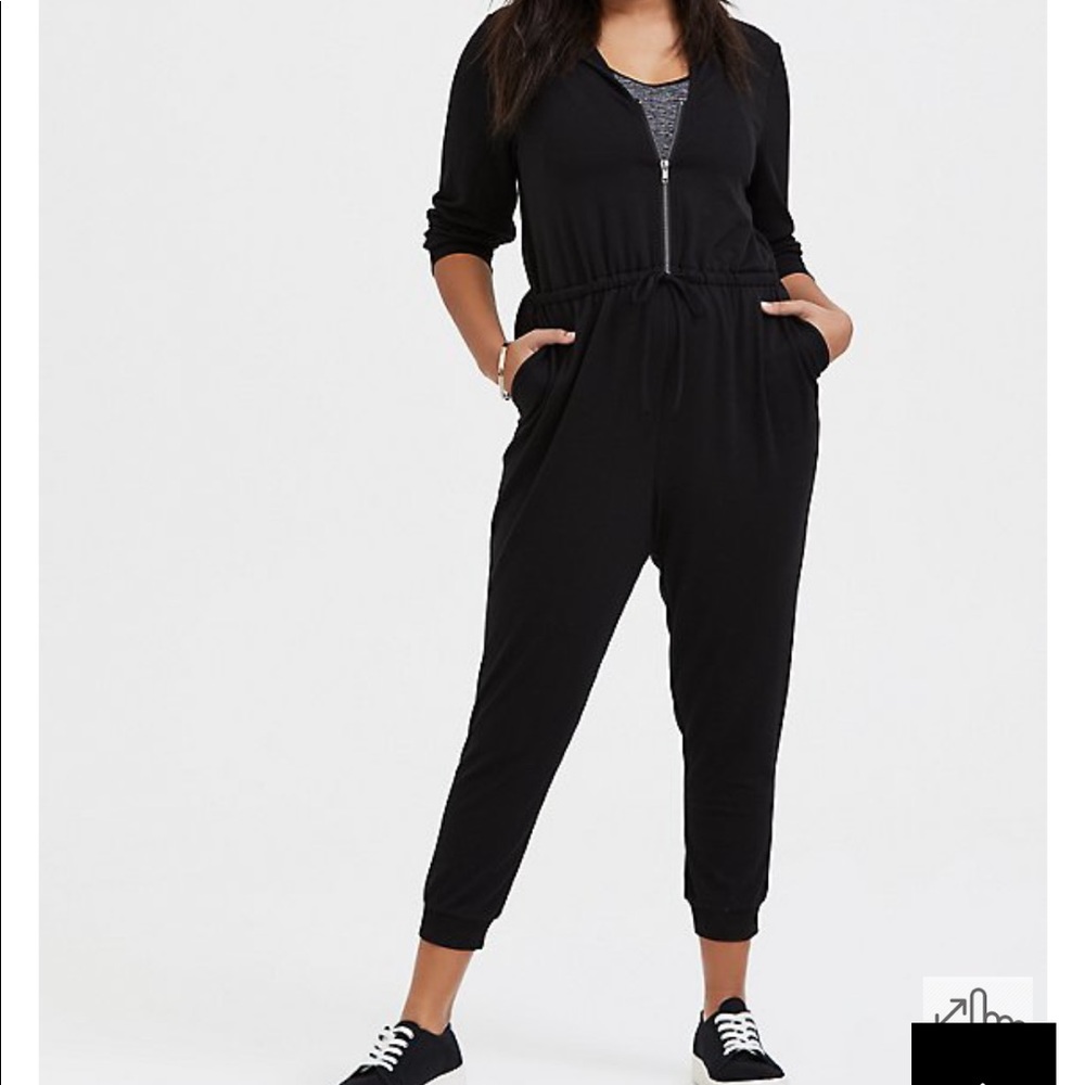 NWOT Torrid black hooded terry jumpsuit